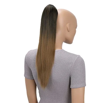 Abbildung von CAISHA 50cm Clip on Zopf Haarteil Pferdeschwanz Haarverlängerung Kunsthaar Glatt Ombré Braun Mix H110