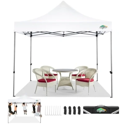 Abbildung von COBIZI pavillon 3x3 wasserdicht stabil Winterfest faltpavillon 3x3,Outdoor faltbar Party Zelt，gartenpavillon, Weiß