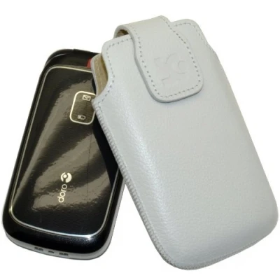 Abbildung von Suncase Original Tasche für/Panasonic KX TU 327 EXBE/Leder Etui Handytasche Ledertasche Schutzhülle Case Hülle/in vollnarbiges Weiss