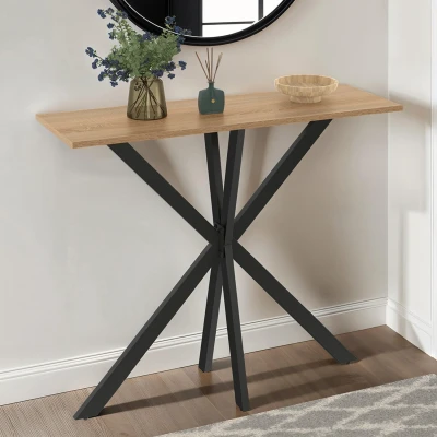 Abbildung von Holzkonsole mit schwarzem Metall Spinnenfuß IDMarket