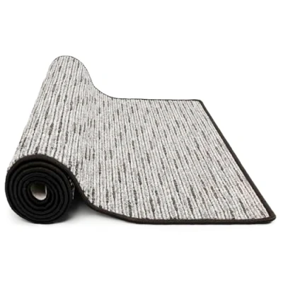 Abbildung von KARAT Teppich Läufer Geneva Teppichläufer auf Maß Meterware Flurteppich Küchenläufer für Küche, Flur &amp; Wohnzimmer (80 x 300 cm, Anthrazit)