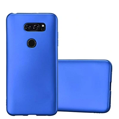 Abbildung von Cadorabo Hülle kompatibel mit LG V30 / V30+ V30S V30S+ Schutzhülle TPU Silikon Case Metallic Design Slim Kratzfest Weiche Gummi Rundumschutz für in Blau