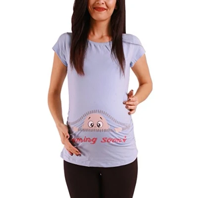 Abbildung von M.M.C. Coming SOON Tshirt print, Damen, Größe: Medium, Babyblau