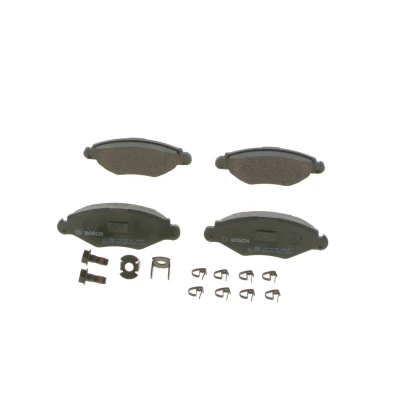 Abbildung von BOSCH 0 986 494 039 Bremsbelagsatz Low Metallic mit Montageanleitung, Anti Quietsch Blech, Schrauben PEUGEOT: 206 Schrägheck, SW