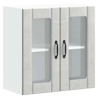 Abbildung von vidaXL Küchen Hängeschrank mit Glastür Lucca Betongrau Holzwerkstoff, Wandschrank Küche, Wandschrank, Oberschrank, Küchenschrank,