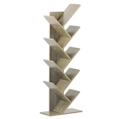 Abbildung von Brigros Wehome Bücherregal aus Holz, geeignet für Wohnzimmer, Eingang und Schlafzimmer, vertikales mit modernem elegantem Design, Abmessungen 50 x 25 141 cm (Eiche)