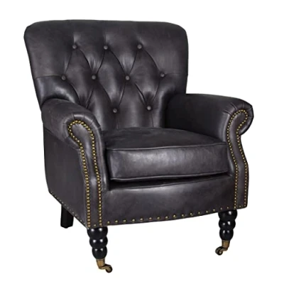 Abbildung von Ohrensessel Echtleder Chesterfield Sessel Armlehnsessel Ledersessel Antikstil ovl504 Palazzo Exklusiv