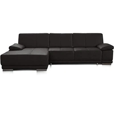 Abbildung von CAVADORE Bettsofa Corianne in Echtleder / Ecksofa inkl. Schlaffunktion und verstellbaren Armlehnen 282 x 80 162 Echtes Leder, braun