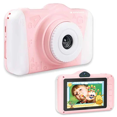 Abbildung von AgfaPhoto Kinderkamera Realikids Cam 2 Digitalkamera für Kinder mit SD Kartenslot bis zu 32GB 3,5&#039;&#039; LCD Bildschirm Lithium Akku und ergonomisches Design Kamera Rosa