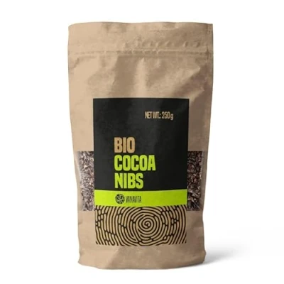 Abbildung von VanaVita BIO Kakaonibs Ungeröstete, natürliche, zerkleinert Kakaostückchen, ohne Zusatzstoffe, reich an Ballaststoffen &amp; Antioxidantien, Superfood für Müsli, Porridge, Joghurt, 250 g