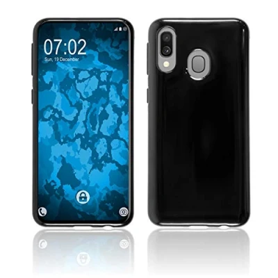 Abbildung von PhoneNatic Case kompatibel mit Samsung Galaxy A40 schwarz Silikon Hülle transparent + 2 Schutzfolien