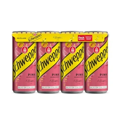 Abbildung von Schweppes Tonic Pink mit Johannisbeergeschmack, erfrischendes Getränk Dose, Packung 8 x 33 cl