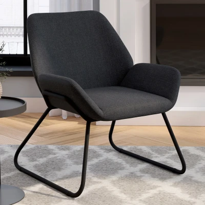 Abbildung von SIXTINE Sessel mit anthrazitgrauem Stoffbezug und schwarzen Metallbeinen IDMarket