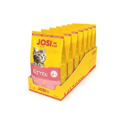 Abbildung von JosiCat Kitten (7 x 650 g) Junior Premium Trockenfutter für wachsende sowie tragende &amp; säugende Katzen mit hohem Energiegehalt wertvollem Lachsöl Vitaminen Powered by JOSERA 7er Pack