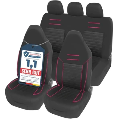 Abbildung von Upgrade4cars Autositzbezüge Set für Pilotensitze Autositzbezug Komplettset in Pink Autoschonbezüge Universal mit integrierter Kopfstütze Autozubehör Innenraum Deko