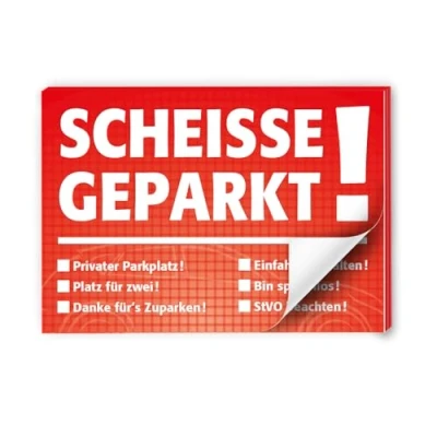 Abbildung von easydruck24 iSecur Notizblock Scheiße geparkt! für die Windschutzscheibe rot Block à 50 Blatt DIN A7 mehrere Auswahlmöglichkeiten zum Ankreuzen Verkehrssünder Verkehrsrowdys Parksünder I dv651