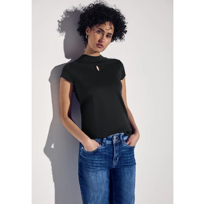 Abbildung von Street One MIT Dezentem Cutout Tshirt basic, Damen, Größe: 34, Schwarz