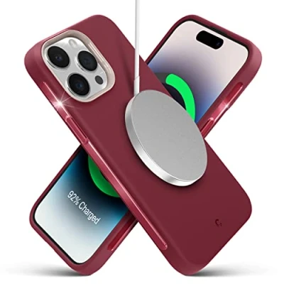 Abbildung von CYRILL von Spigen Ultra Color Mag [Kompatibel mit iPhone 14 Pro (6.1&quot;)] MagSafe] Magnetisches Kabelloses Laden TPU PC dünn Handyhülle Sangria