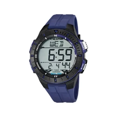 Abbildung von Calypso WATCHES Digitaluhr Herren Uhr Sport K5607/2, (Digitaluhr), Armbanduhr rund, PURarmband blau,