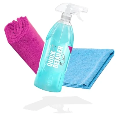 Abbildung von detailmate Auto Versiegelung &amp; Pflege Set: Gyeon Q²M QuickDetailer 1L + Allrounder Mikrofasertuch 320GSM 40x40cm, universell einsetzbar Edgeless Superflausch 550GSM 40x40cm