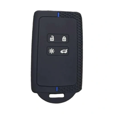Abbildung von Schlüsselkarten Hülle für Renault Clio, Megane, Koleos, Kadjar, Kangoo, Twingo, Talisman, Captur, Espace, Dacia Duster, 4 Tasten, Silikon, Autoschlüsselhalter, Zubehör (blau)