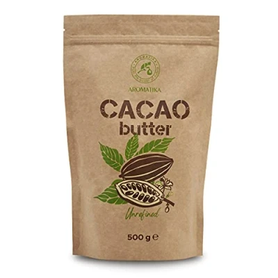 Abbildung von Kakaobutter 500g Kaltgepresst Unraffiniert Theobroma Cacao Roh Cacaobutter Kakao Butter in Stücken Rein und Natürlich für Speisen Hautpflege