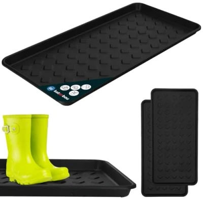 Abbildung von KOTARBAU® 2er Set Schuhabtropfschale schmal Schwarz 72 x 35 cm Schuhablage für den Flur &amp; Empfang Schuhwanne Schuhmatte Abtropfmatte Abtropfschale Schuhe Schuhabtropfmatte