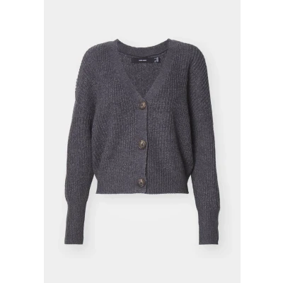 Abbildung von Vero Moda Vmlea Vneck CUFF Cardigan Strickjacke, Damen, Größe: XS, Asphalt/phantom tornado