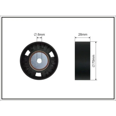 Abbildung von CAFFARO 226 107 SC Umlenkrolle RENAULT: CLIO 2, LAGUNA 2 Grandtour, CITROËN: C5 3, III Kombi, C6 Limousine, PEUGEOT: 407 SW