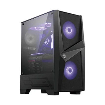 Abbildung von MSI MAG FORGE 100M Mid Tower ATX Gehäuse (2x USB 3.1 Anschluss, 2x 120mm A RGB Fan und 1x im Lieferumfang, schwarz, RGB)