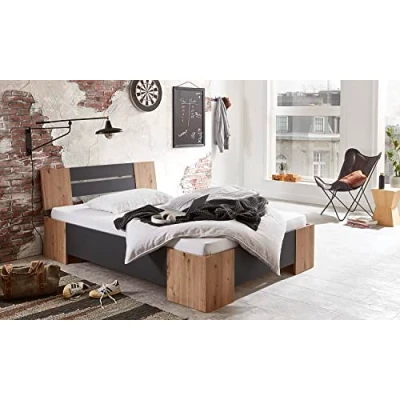 Abbildung von moebel dich auf Futonbett LINZ 140 x 200 Schlafzimmerbett Bett in 2 Farben optional mit Lattenrost (Artisan Eiche/anthrazit, ohne Rollrost)