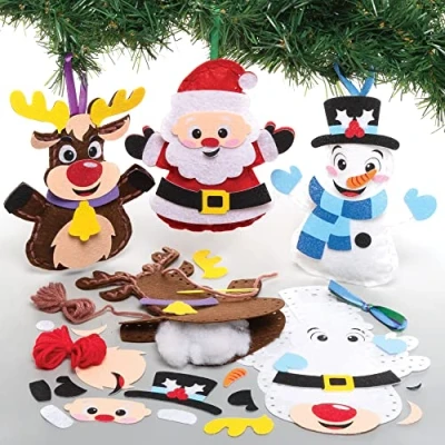 Abbildung von Baker Ross FC160 Weihnachten Nähset für Kinder 3er Pack, Bastelset zum Nähen Kinder, Weihnachtsbastelsets, Bastelideen Weihnachten, Weihnachtsgeschenke