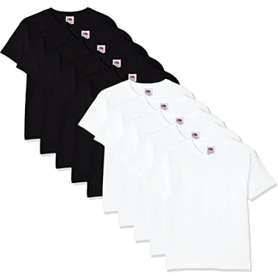 Abbildung von Fruit of the Loom Jungen Regular Fit T Shirt Kids 10 Pack shirt, Mehrfarbig (White/black 30/36), 7 8 Y (Herstellergröße: Y)