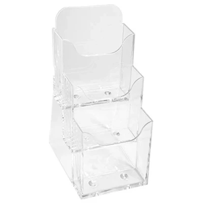 Abbildung von Exacompta 73158D Tischprospekthalter Exacyrl für 10 x 21 cm aus robustem Acryl 3 Stufen gefertigt einem Guss kristall ideal Schreibtisch und Büro Verkaufsbüro Flyerhalter