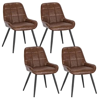 Abbildung von WOLTU Esszimmerstühle 4er Set, Polsterstuhl Kunstleder, Küchenstuhl gepolstert, Akzentstuhl für Wohnzimmer Schlafzimmer Küche, ergonomischer Stuhl mit Rückenlehne, Braun, BH332br 4