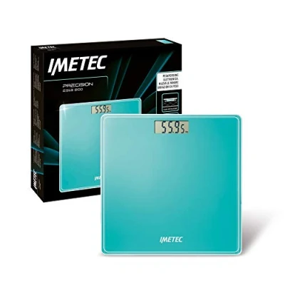 Abbildung von Imetec Precision ES13 200 Elektronische Personenwaage, zeigt minimale Gewichtsänderungen auf, bis zu 180 kg, LCD Display, gehärtetes Glas, Batterien im Lieferumfang enthalten