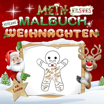 Abbildung von Kritzelbuch für Kinder ab 1 Jahr Mein erstes Kritzel Malbuch Weihnachten: 50 niedliche und einfache Weihnachts Designs Kleinkinder im Alter von 3 Jahren.