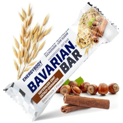 Abbildung von Energybody® Bavarian Bar Haferriegel &quot;Hafernuss Zimt&quot; 1x50g / Energieriegel als Oatsnack/Powerriegel Flapjack Sportnahrung/Haferflocken Riegel, Kohlenhydrate Riegel Sportlernahrung