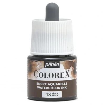 Abbildung von Pébéo Colorex Tinte, 45 ml, Sepia Aquarell, Pebeo, Tinte braun, samtig, für alle Untergründe ml