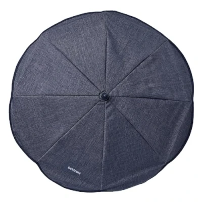 Abbildung von Sonnenschirm Design 821 mit Universalhalterung von Gesslein, Sonnenschutz für Kinderwagen &amp; Buggys│70cm Durchmesser, biegsam, 3 fach verstellbar, Rund und Ovalrohre, dunkelblau meliert