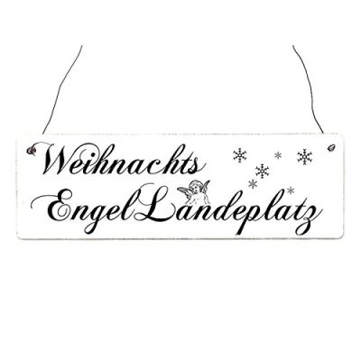 Abbildung von Interluxe Shabby Vintage Schild Türschild WEIHNACHTSENGEL LANDEPLATZ Weihnachten Deko