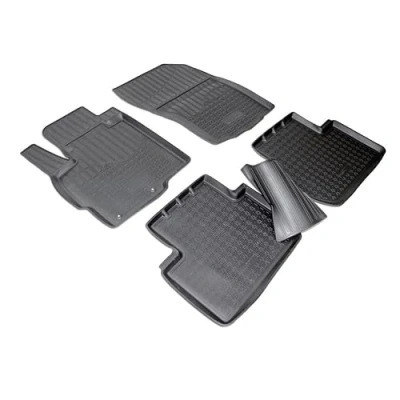 Abbildung von RECAMBO F 8215 Fußmattensatz Gummi vorne und hinten 4 schwarz Maßgefertigt MITSUBISHI: Outlander 2 SUV, PEUGEOT: 4007