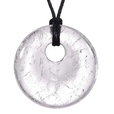 Abbildung von Morella Kette mit Anhänger Halskette 80 cm Donut Steinscheibe (1 tlg), Damenkette Edelstein, Chakra, im Samtbeutel