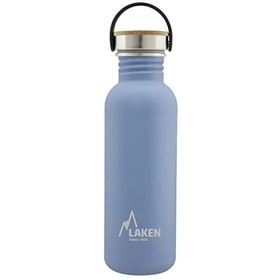 Abbildung von Laken Basic Edelstahlflasche, Trinkflasche Weite Öffnung mit Edelstah Schraubverschluss Bambo, BPA frei 0,75L, Blau