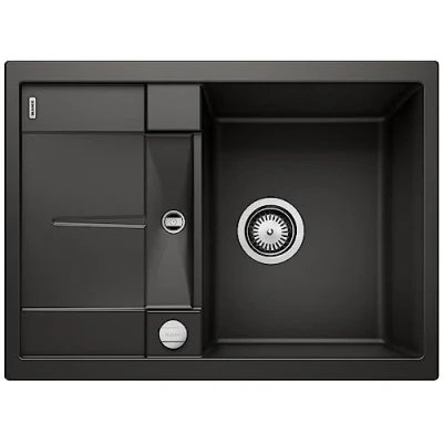 Abbildung von BLANCO METRA 45 S Compact Granitspüle aus SILGRANIT schwarz Einbauart: Einbau von Oben reversibel für cm breite Unterschränke Großes Becken Reinigungsfreundliche Öberfläche