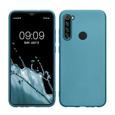 Abbildung von kwmobile Case kompatibel mit Xiaomi Redmi Note 8 (2019/2021) Hülle Schutzhülle aus Silikon metallisch schimmernd Handyhülle Metallic Karibikblau