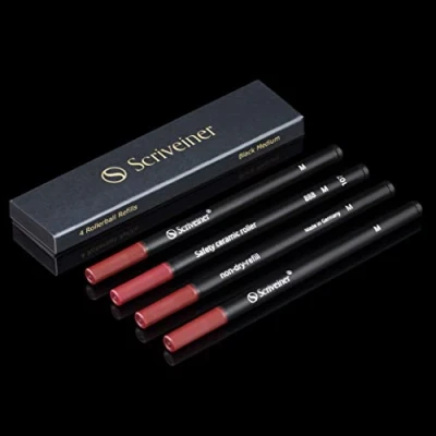 Abbildung von Scriveiner Tintenroller Mine Schwarz Mittel 4 Rollerball Refill Minen in hervorragender Qualität für Stifte Sicherheits Keramikmine M Schmidt 888