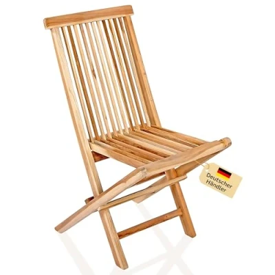 Abbildung von SAM Balkonstuhl Menorca Teakholz massiv klappbarer Gartenstuhl Klappstuhl/Holzstuhl für Balkon, Garten &amp; Terrasse Pflegeleichte Gartenmöbel