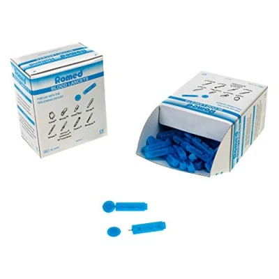 Abbildung von Romed Blutlanzetten Lanzetten Tri Bevel blau 100 Stück