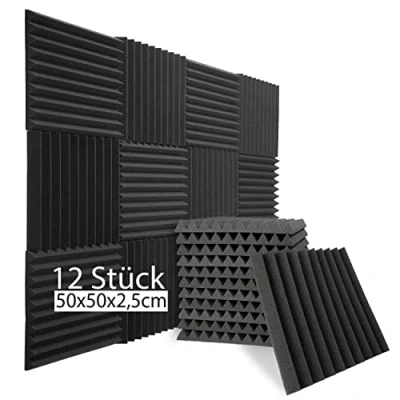 Abbildung von sunnypillow Akustikplatte Akustikschaumstoff Schalldämmmatten zur effektiven Akustik, 12 Stück, 50x50x2.5cm